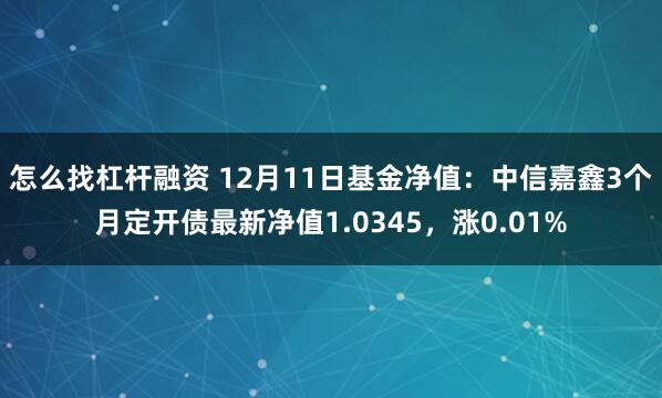 怎么找杠杆融资 12月11日基金净值：中信嘉鑫3个月定开债最新净值1.0345，涨0.01%