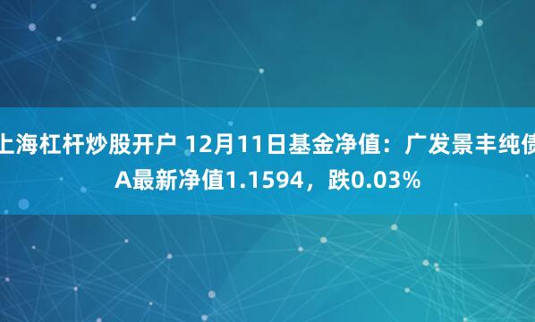 上海杠杆炒股开户 12月11日基金净值：广发景丰纯债A最新净值1.1594，跌0.03%