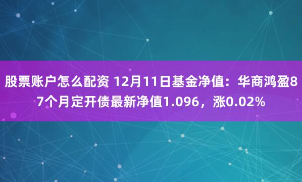 股票账户怎么配资 12月11日基金净值：华商鸿盈87个月定开债最新净值1.096，涨0.02%