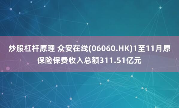 炒股杠杆原理 众安在线(06060.HK)1至11月原保险保费收入总额311.51亿元