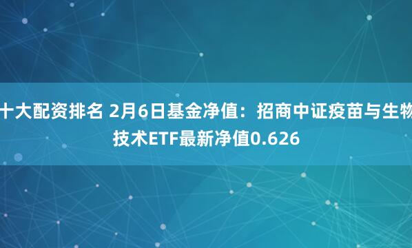 十大配资排名 2月6日基金净值：招商中证疫苗与生物技术ETF最新净值0.626