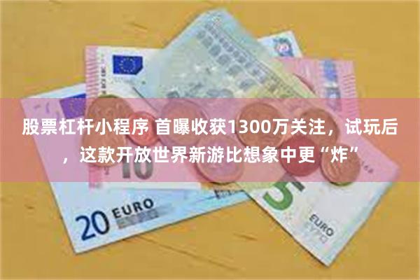 股票杠杆小程序 首曝收获1300万关注，试玩后，这款开放世界新游比想象中更“炸”